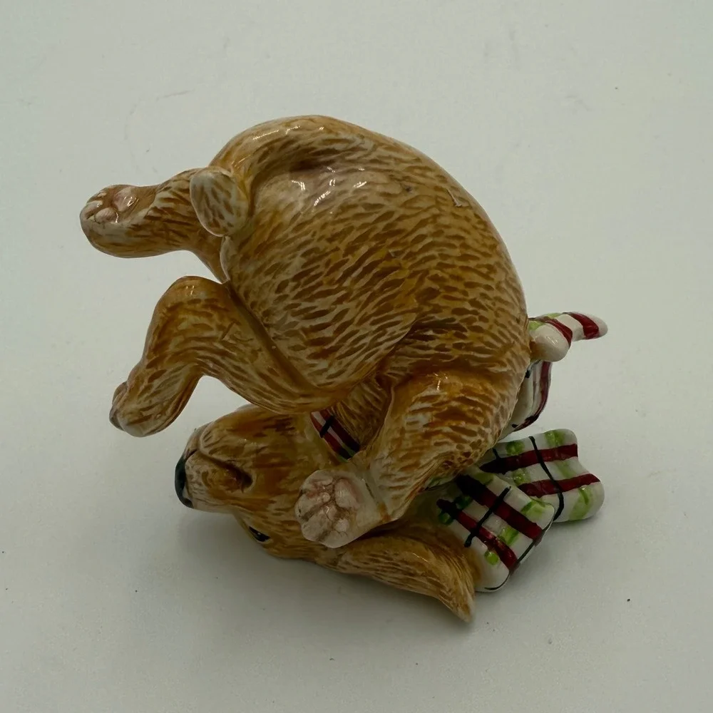 Fitz and Floyd Dear‎ Santa Puppy Dog Figurines Set of 3 Christmas Holiday Decor